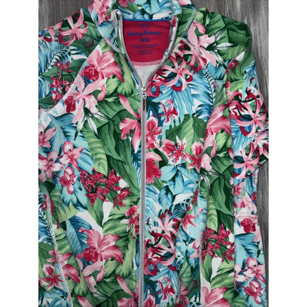 Tommy Bahama Valley Of Flowers Womens Colorful Full Zip Sweatshirt Sz Medium